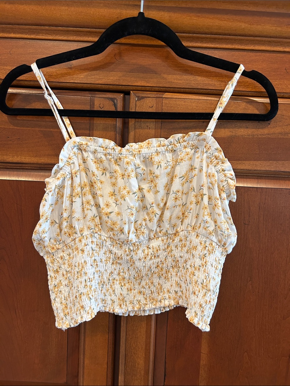 American Eagle Outfitters White Cami with Yellow Daisy Print